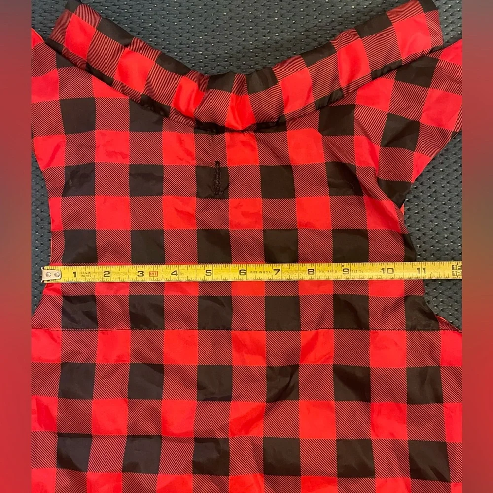 Plaid Dog Coat & NWT Rope Toy | Red Black Buffalo Check | Lightweight Jacket